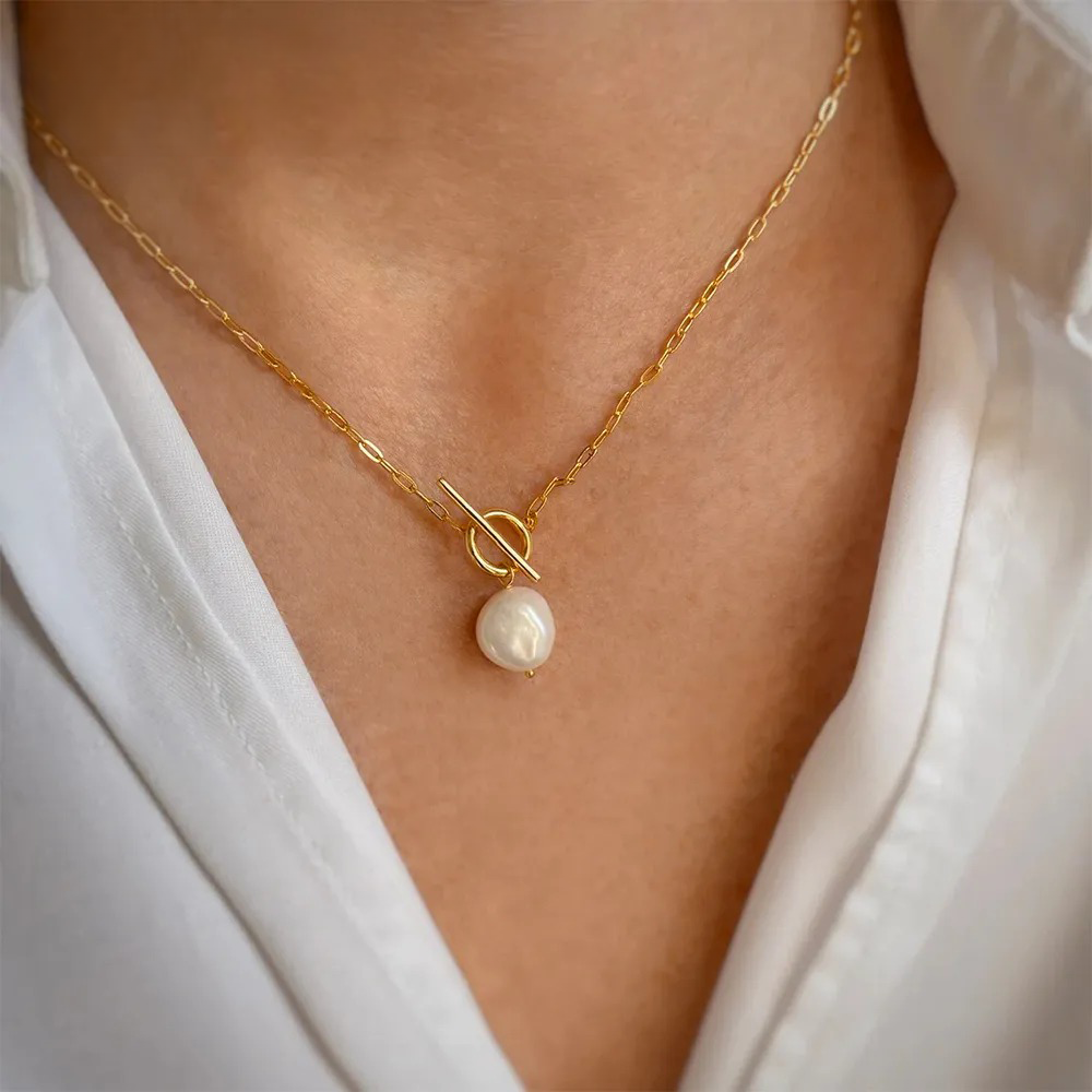 Seaspray Pearl Toggle Necklace
